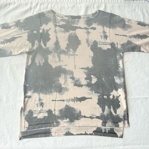 Nally & Millie Gray and Cream Tie-Dye Long Sleeve Top